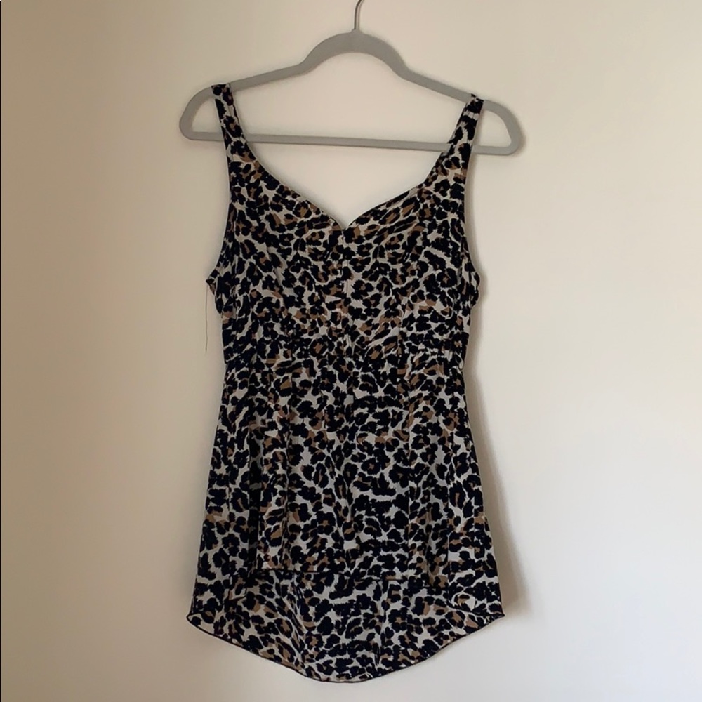 Leopard Silk Sweetheart Neck Tunic